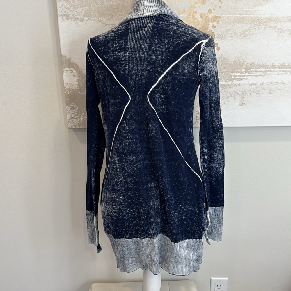 BLANC NOIR huntress  drape front cardigan in dress blues size small - Picture 6 of 8